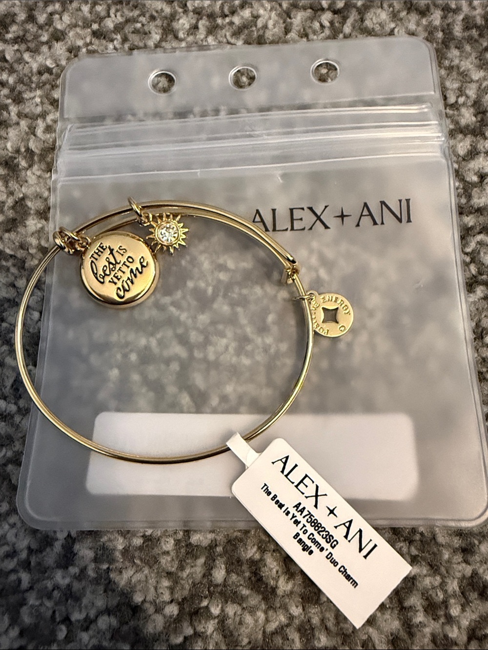 Alex and Ani Gold Inspirational Charm Bangle with Sun Accent